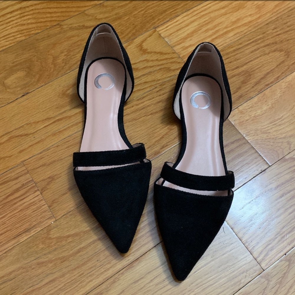 Black suede flat